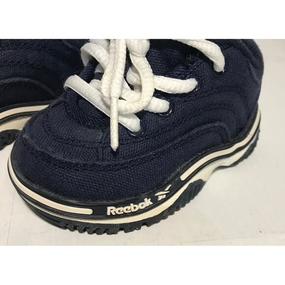 Reebok Toddler Shoes Navy Blue Size 2 With White Laces Comfortable & Durable - Picture 5 of 12